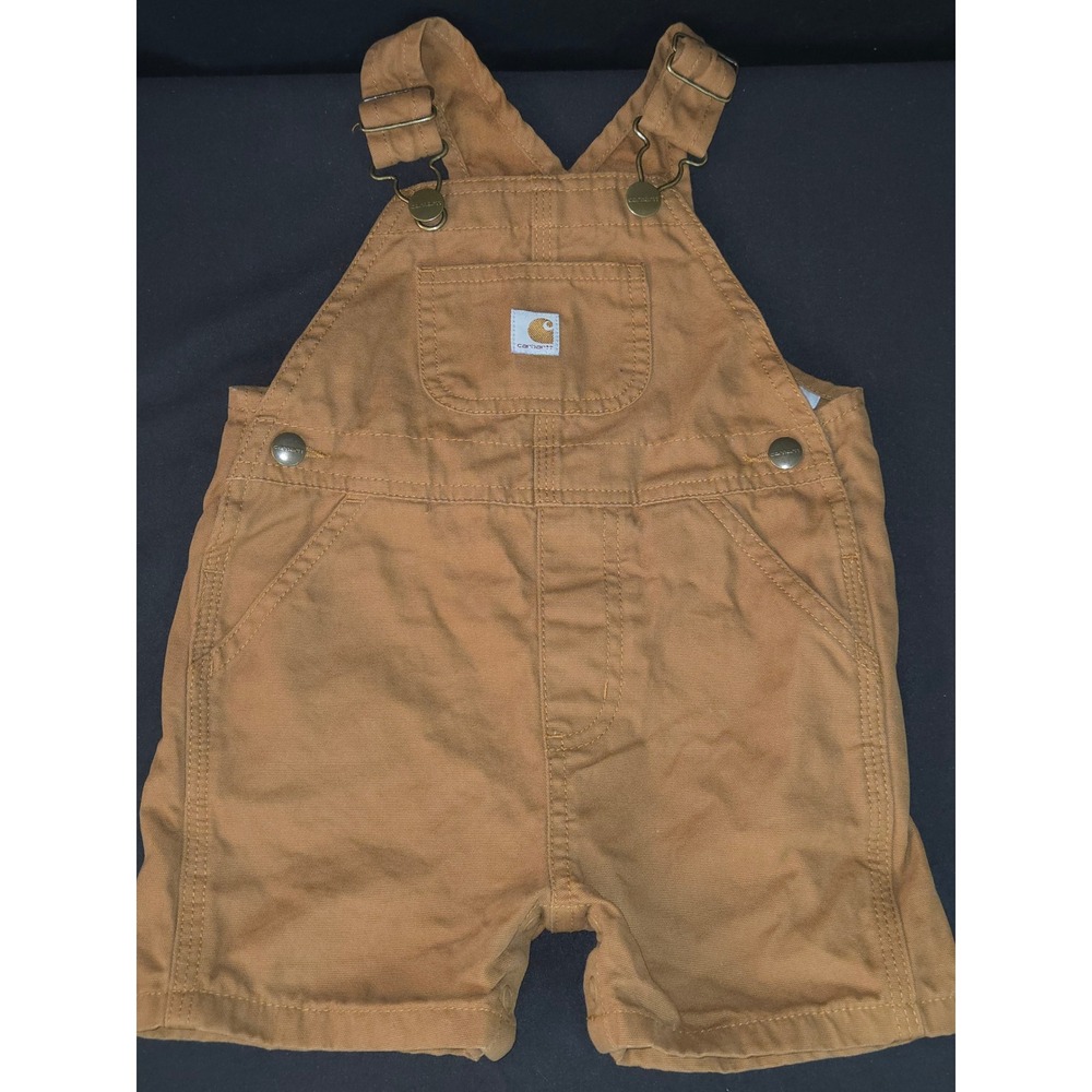 Carhartt Baby Canvas Shortalls Overalls Brown‎ Infant Kid's Size 18M